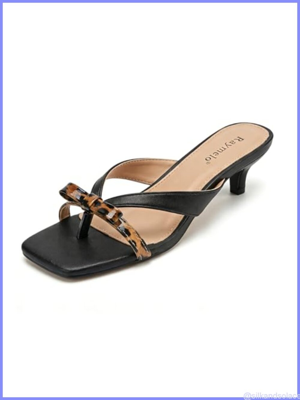 Women's Kitten Heel Mules Square Toe Party Sandals Faux Leather